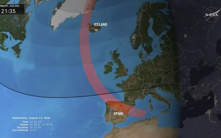 NASA позначила Крим російським на мапі під час трансляції сонячного затемнення